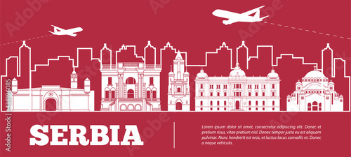 Serbia famous landmarks silhouette style,vector illustration