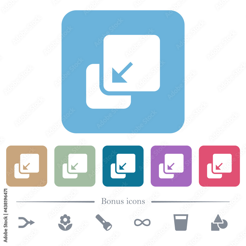 Collapse element flat icons on color rounded square backgrounds Collapse element flat icons on color rounded square backgrounds