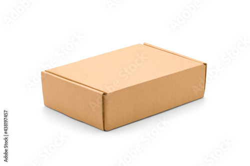 Brown cardboard box isolated on white background. Suitable for packaging. © Nudphon