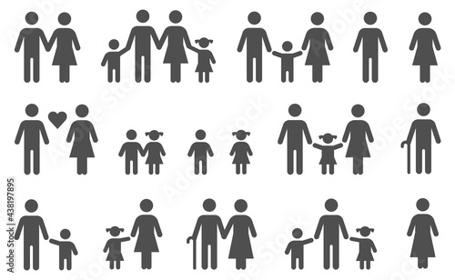 Family icon set isolated on white background. Vector