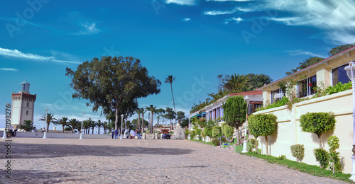 Beautiful Lighthouse of Cap Spartel close to Tanger city and Gibraltar, Morocco in Africa