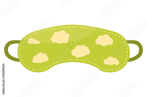 Sleep mask in flat style. Sleeping eye protection wear accessory, for relax in traveling.