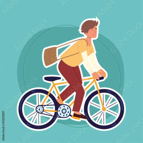 young riding a bicycle