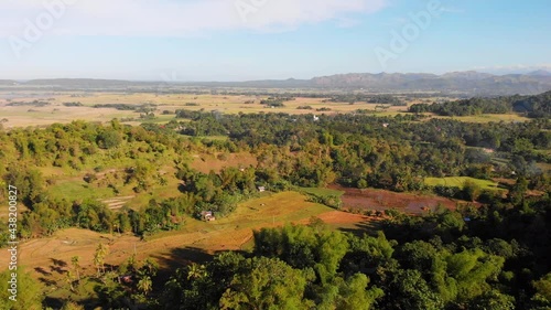 Aerial view over farmland in mountains, Philippines	 photo