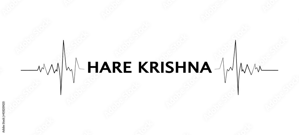 Hare Krishna lettering with heartbeat signs