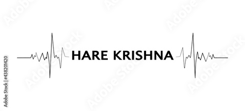 Hare Krishna lettering with heartbeat signs