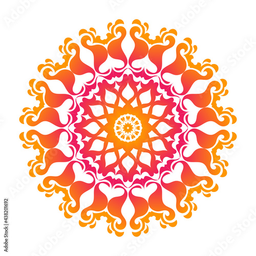 red pink round mandala with ornament