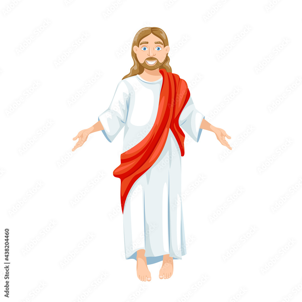 Jesus Christ religious symbol of Christianity, Son of God with wide open hands.