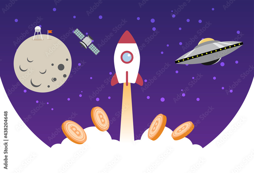 Bitcoin crytocurrency fly to the moon Bitcoin crytocurrency fly to the moon