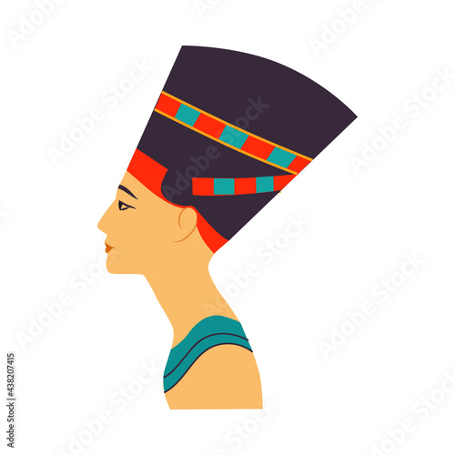 Nefertiti Bust as Great Royal Wife of Egyptian Pharaoh Vector Illustration