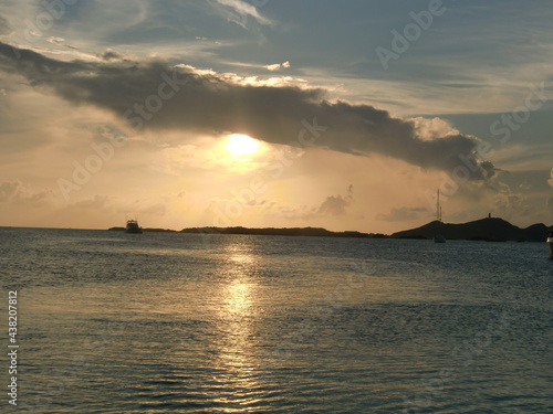 Beautiful photograph of a sunset in the Caribbean Sea near the Los Roques Archipelago in Venezuela
