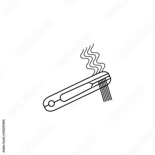 Hair straightening curling iron. Thin lines sign eps ten