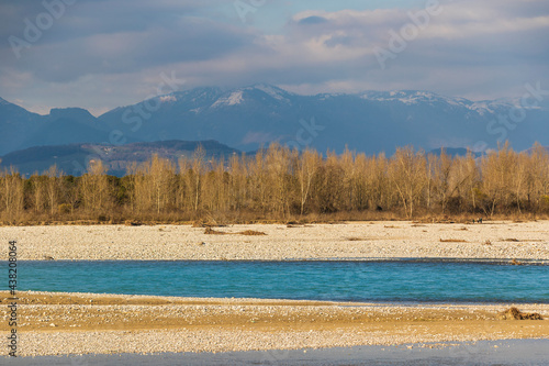 Tableau sur toile The river Piave / Montello in Italy