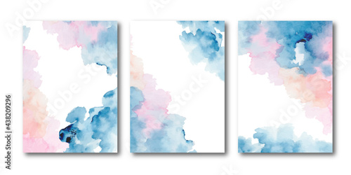 Set abstract texture background with watercolor