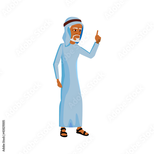arabian old grandfather telling cautionary tale cartoon vector. arabian old grandfather telling cautionary tale character. isolated flat cartoon illustration