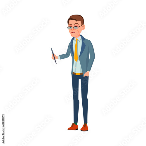 sorrowful man has boring conversation with client cartoon vector. sorrowful man has boring conversation with client character. isolated flat cartoon illustration
