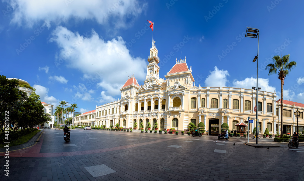 Panorama  of  City People's Committee building  in  Hochiminh  city, Vietnam.