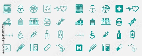 Medical hospital icos set for use in the medical graphical illustration