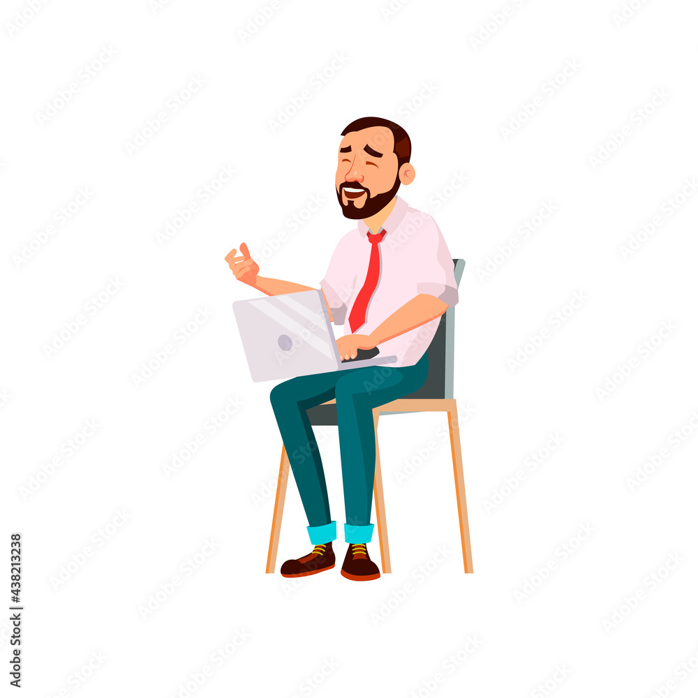 bearded happy man laughing from social media joke on laptop cartoon vector. bearded happy man laughing from social media joke on laptop character. isolated flat cartoon illustration bearded happy man laughing from social media joke on laptop cartoon vector. bearded happy man laughing from social media joke on laptop character. isolated flat cartoon illustration