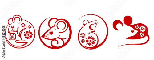 Rat zodiac design of rats cartoon collection in flat style.