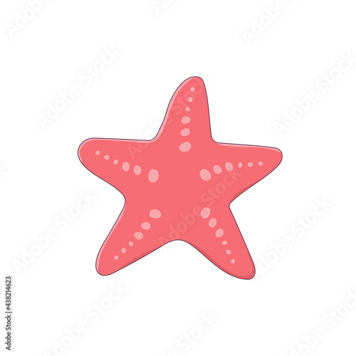 Starfish isolated on white background. Marine mammal from the underwater world. Vector illustration in cartoon style