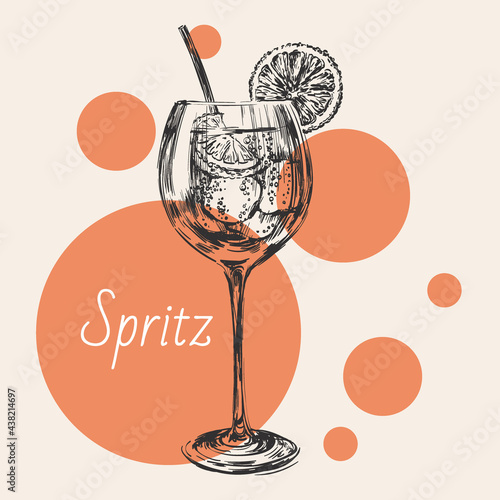 Spritz Hand Drawn Summer Spritz Cocktail Drink Vector Illustration Spritz