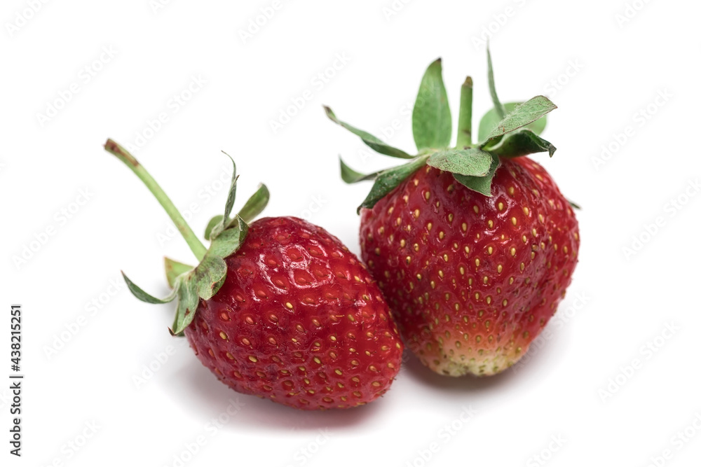 Red ripe strawberries, isolate on a white background. Red ripe strawberries, isolate on a white background.