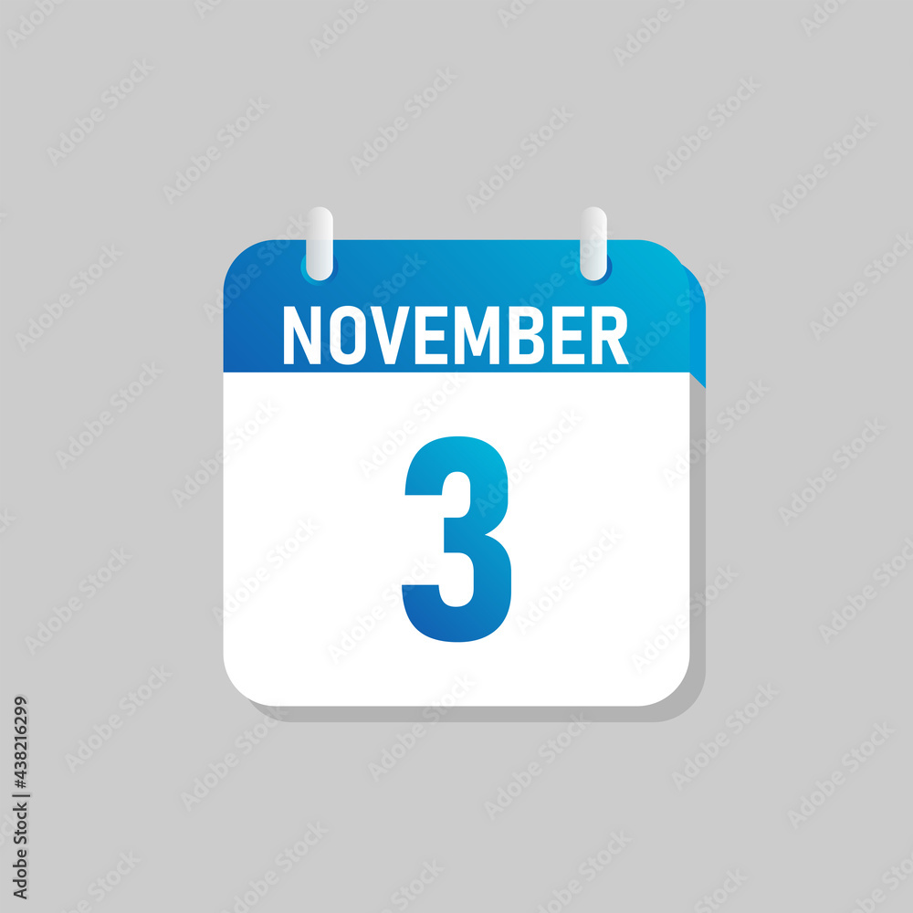 White daily calendar Icon November in a Flat Design style. Easy to edit Isolated vector Illustration. White daily calendar Icon November in a Flat Design style. Easy to edit Isolated vector Illustration.