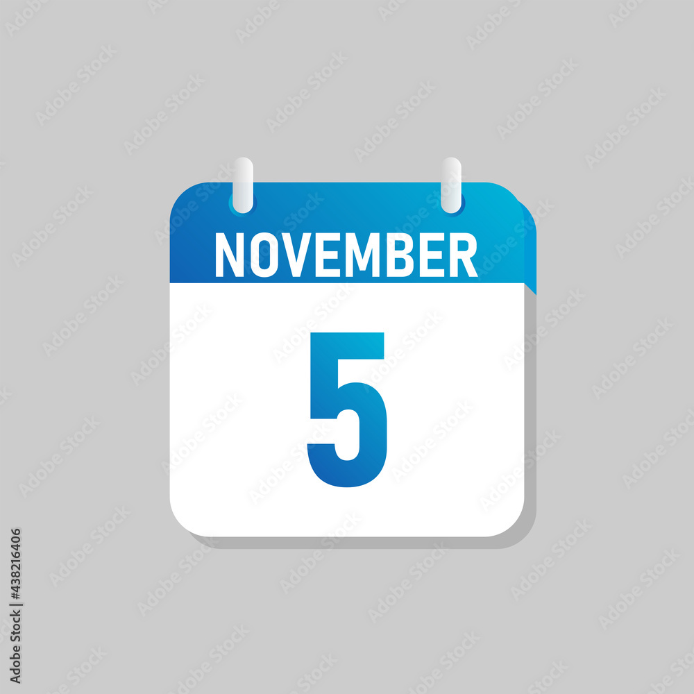 White daily calendar Icon November in a Flat Design style. Easy to edit Isolated vector Illustration. White daily calendar Icon November in a Flat Design style. Easy to edit Isolated vector Illustration.