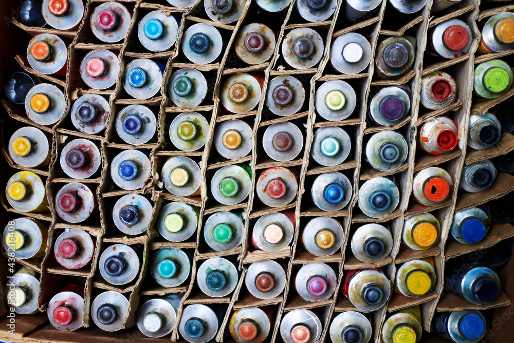 Close-Up Of Colorful Paint Tubes. High angle view Close-Up Of Colorful Paint Tubes. High angle view