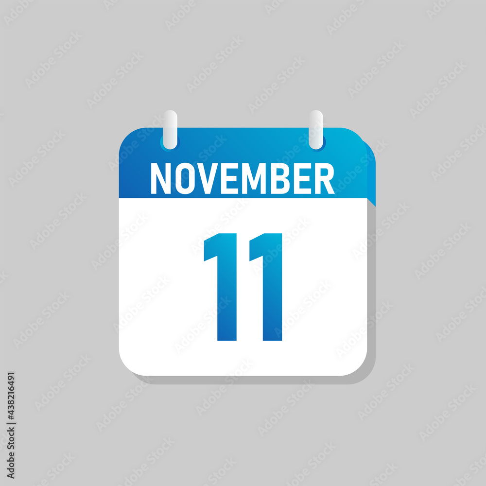 White daily calendar Icon November in a Flat Design style. Easy to edit Isolated vector Illustration. White daily calendar Icon November in a Flat Design style. Easy to edit Isolated vector Illustration.