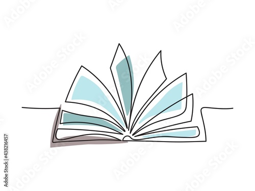 One-line book. Book illustration. Single line art