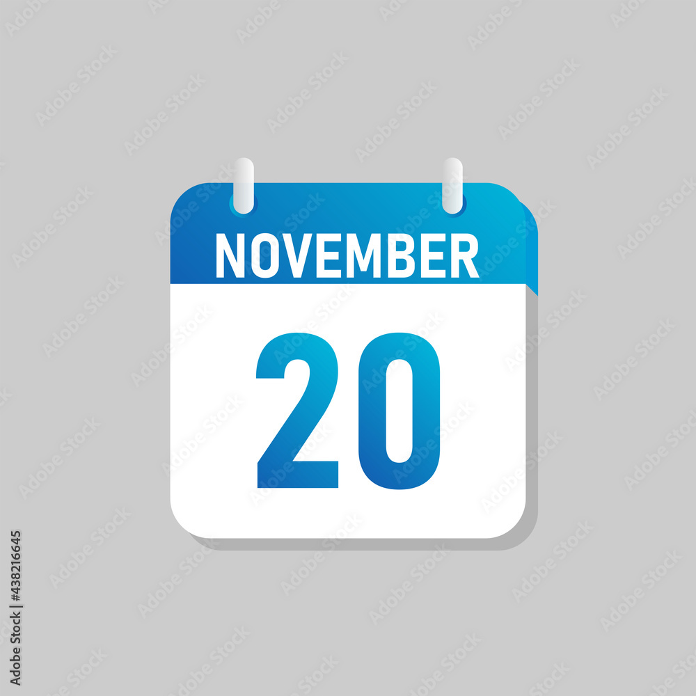 White daily calendar Icon November in a Flat Design style. Easy to edit Isolated vector Illustration. White daily calendar Icon November in a Flat Design style. Easy to edit Isolated vector Illustration.