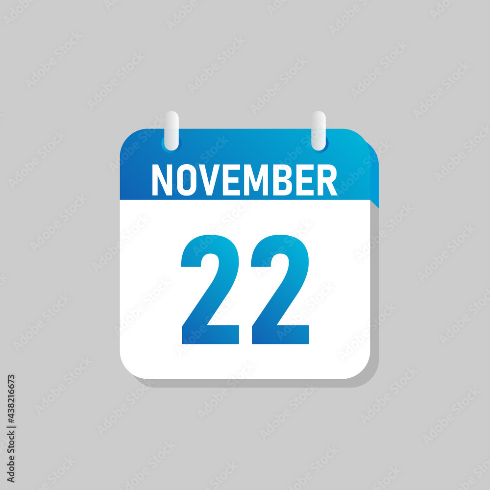White daily calendar Icon November in a Flat Design style. Easy to edit Isolated vector Illustration. White daily calendar Icon November in a Flat Design style. Easy to edit Isolated vector Illustration.