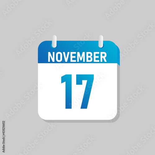 White daily calendar Icon November in a Flat Design style. Easy to edit Isolated vector Illustration.