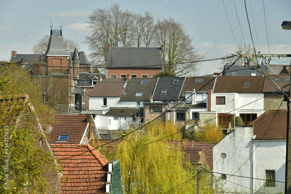 Tissus semi-urbain typique du Hainaut au centre historique d'Ecaussinnes 