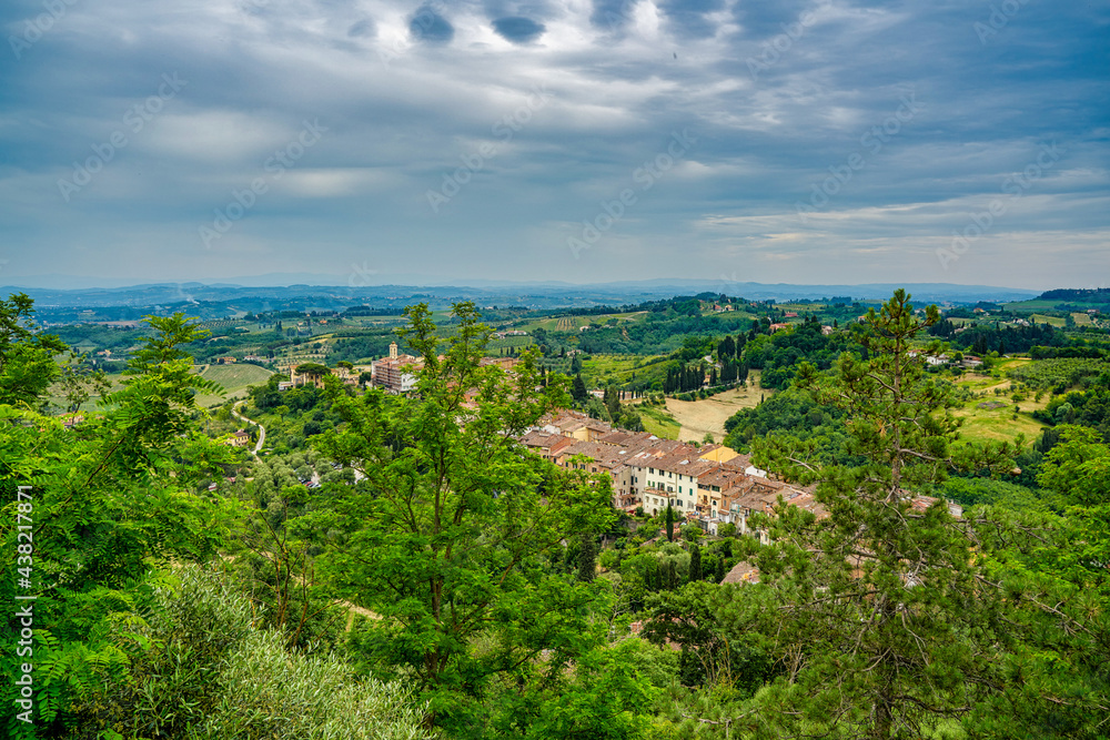 Panorama on the town of San Miniato from the square of the Tower Tuscany Italy
