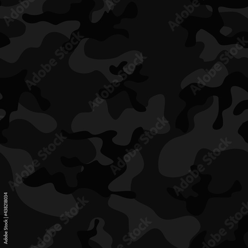 Black camouflage pattern, classic trendy night fashion design. vector illustration