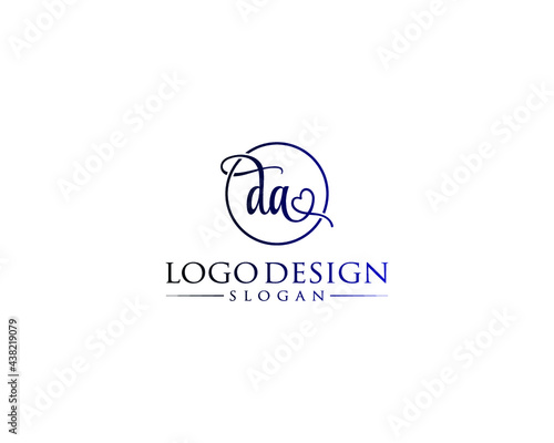 Letter DA initial handwriting vector logo design, da script letter logo design