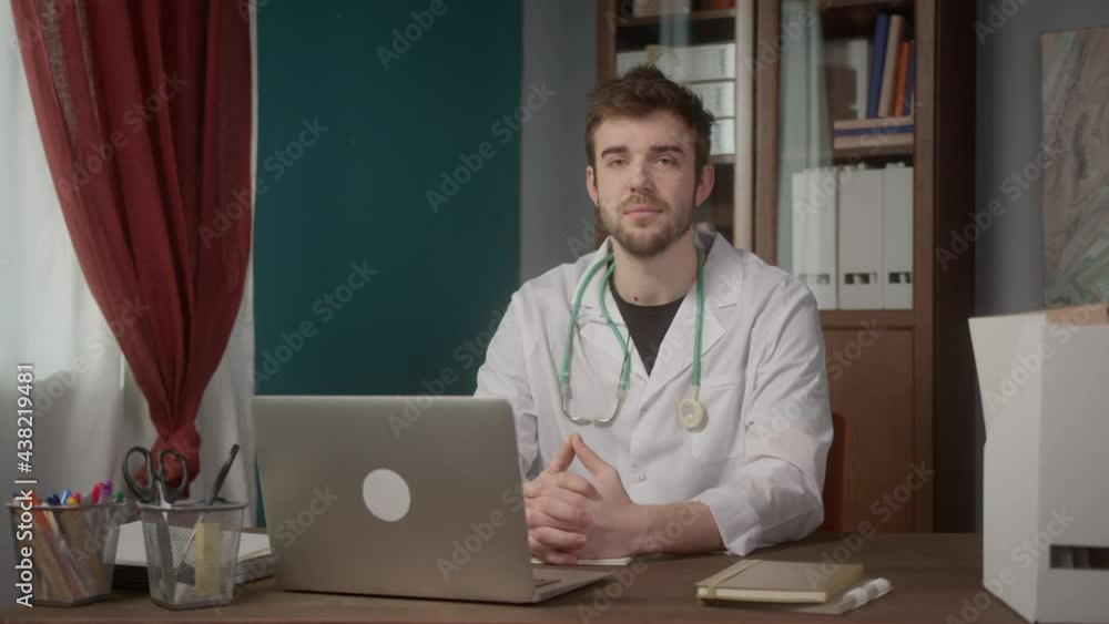 Doctor consultation Video Conference in video chat Medical App. Conversation with Professional psychologist, Using laptop conference call, man on online therapy post covid coronavirus lockdown Doctor consultation Video Conference in video chat Medical App. Conversation with Professional psychologist, Using laptop conference call, man on online therapy post covid coronavirus lockdown
