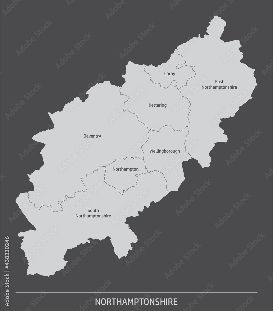 Obraz premium Northamptonshire County administrative map