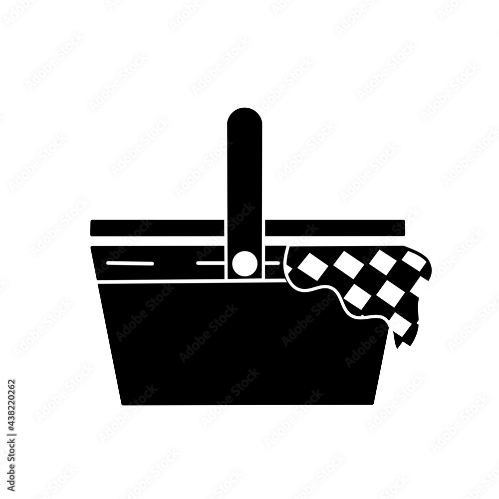 Picnic basket icon illustration of a black silhouette. Linear style sign for mobile concept and
