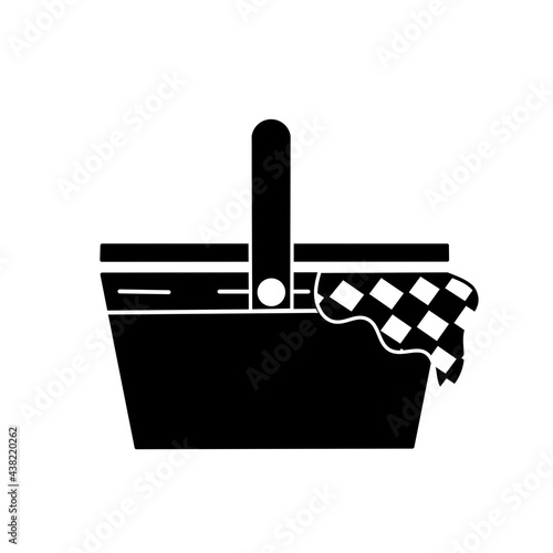 Picnic basket icon illustration of a black silhouette. Linear style sign for mobile concept and web design. Illustration of the picnic basket symbol.