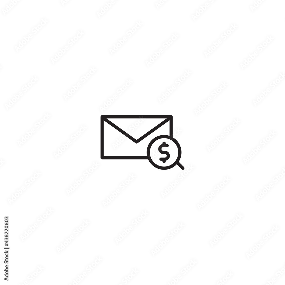 envelope with magnifier and dollar icon isolated on white background envelope with magnifier and dollar icon isolated on white background