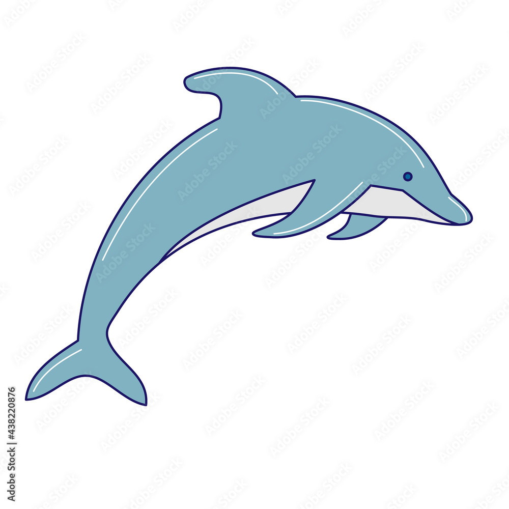 Fototapeta premium Hand drawn doodle jumping Dolphin icon isolated on white background. Vector illustration