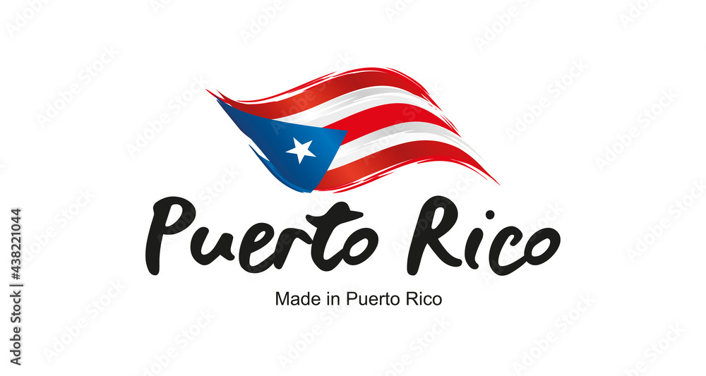 Made in Puerto Rico handwritten flag ribbon typography lettering logo ...