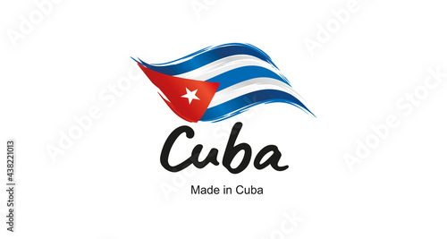 Made in Cuba handwritten flag ribbon typography lettering logo label banner