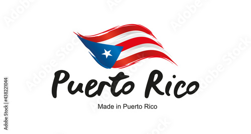 Made in Puerto Rico handwritten flag ribbon typography lettering logo label banner photo