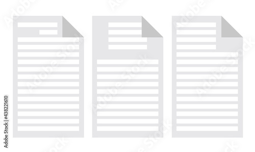 Set of office papers isolated icons. Commercial documentation template with text, sample letters. Vector