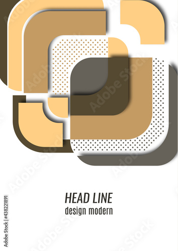 Cut squares with rounded corners and shadow, many dots. Bright geometric design for creative advertising, poster or brochure in trendy style. Vector